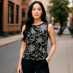 Women’s Small Black Shimmery Sequence Whimsy Goth Stretch Casual Sleeveless Top